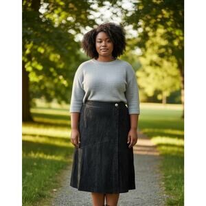 Pendleton vintage faux wrap midi suede black skirt sz 14 southwest vibe new